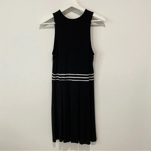 American Eagle Skater Dress Casual Black Stretchy Jersey Dress with White Trim - Picture 5 of 16